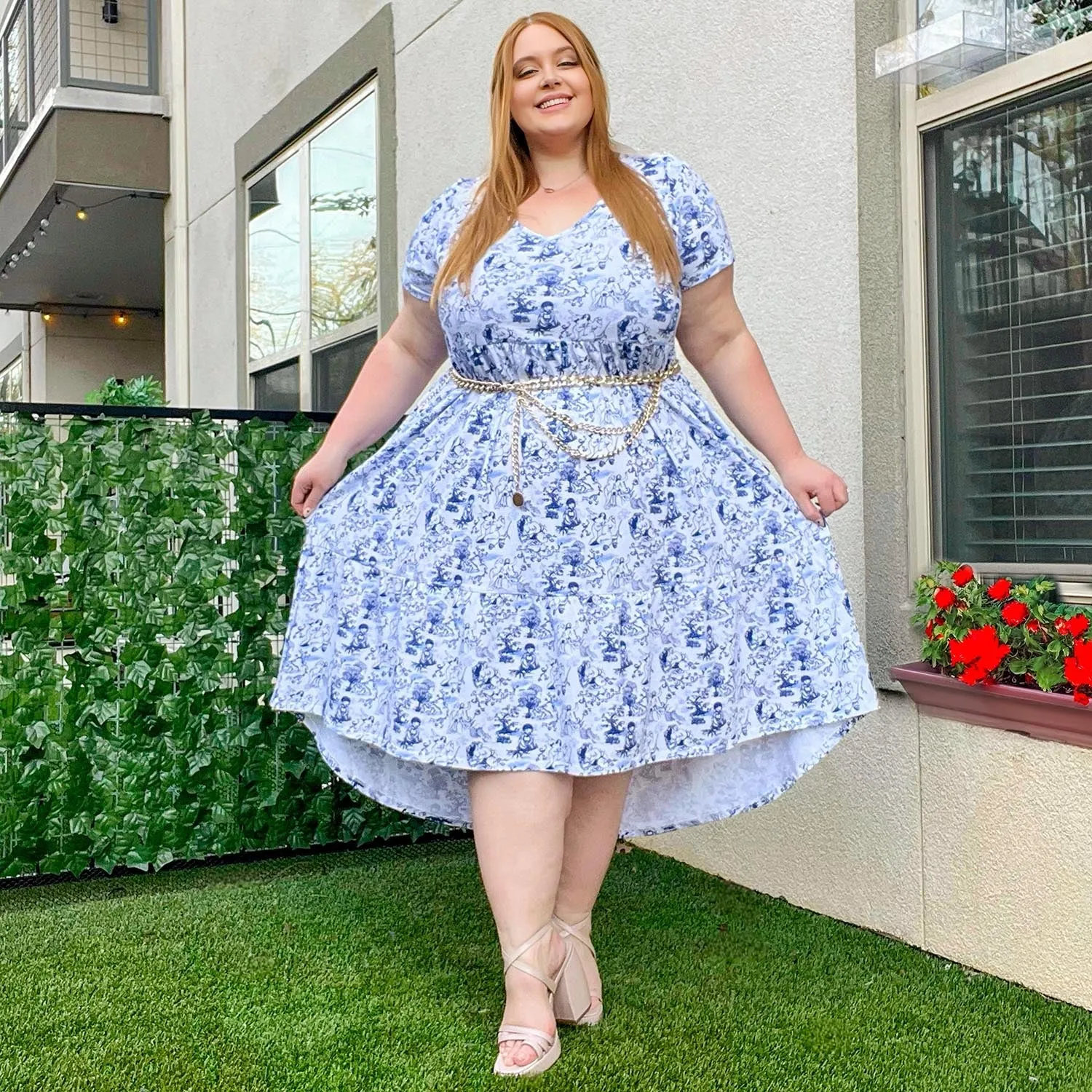 T-Shirt Tiered Dress - Passion au Jardin - L'Amour Bleu
