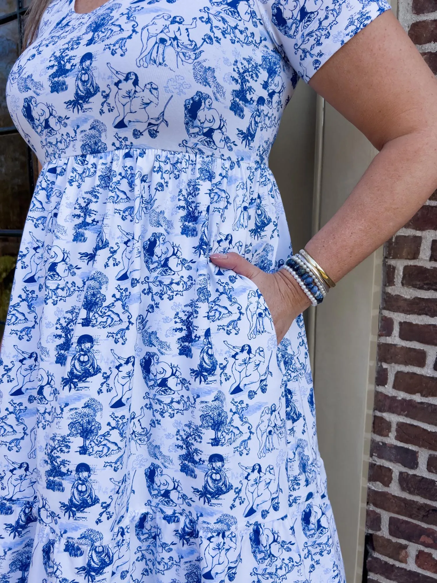 T-Shirt Tiered Dress - Passion au Jardin - L'Amour Bleu