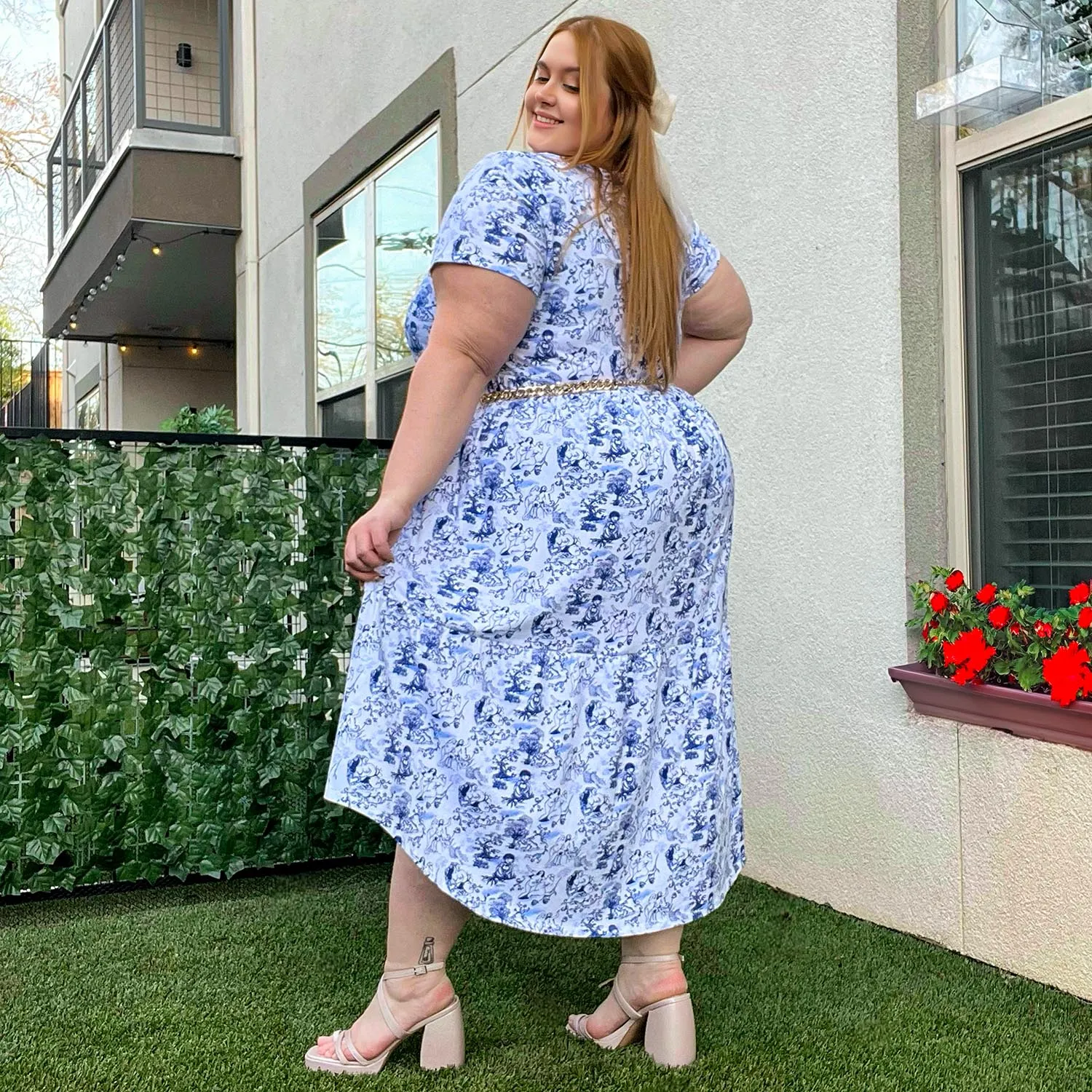 T-Shirt Tiered Dress - Passion au Jardin - L'Amour Bleu
