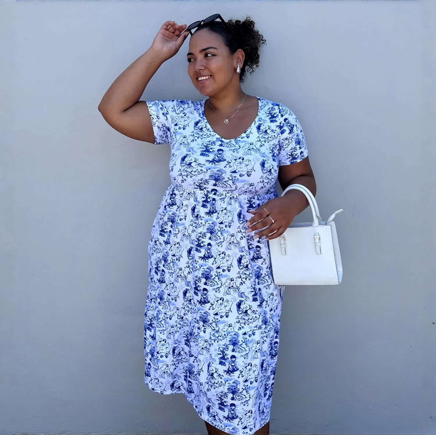 T-Shirt Tiered Dress - Passion au Jardin - L'Amour Bleu