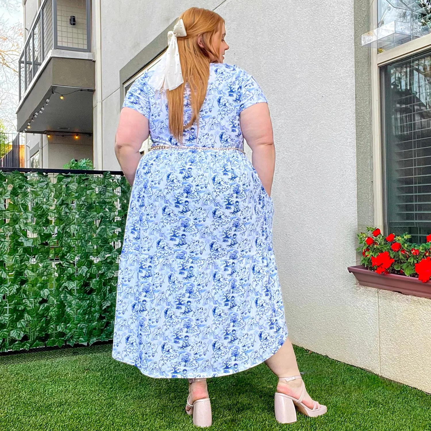 T-Shirt Tiered Dress - Passion au Jardin - L'Amour Bleu