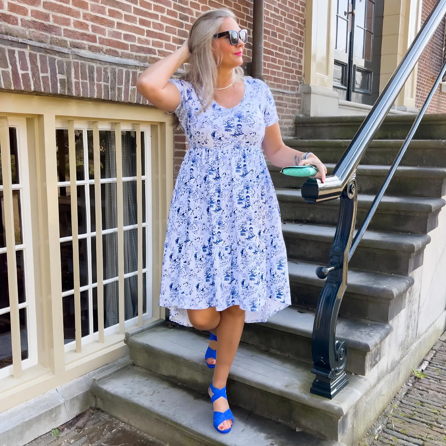T-Shirt Tiered Dress - Passion au Jardin - L'Amour Bleu