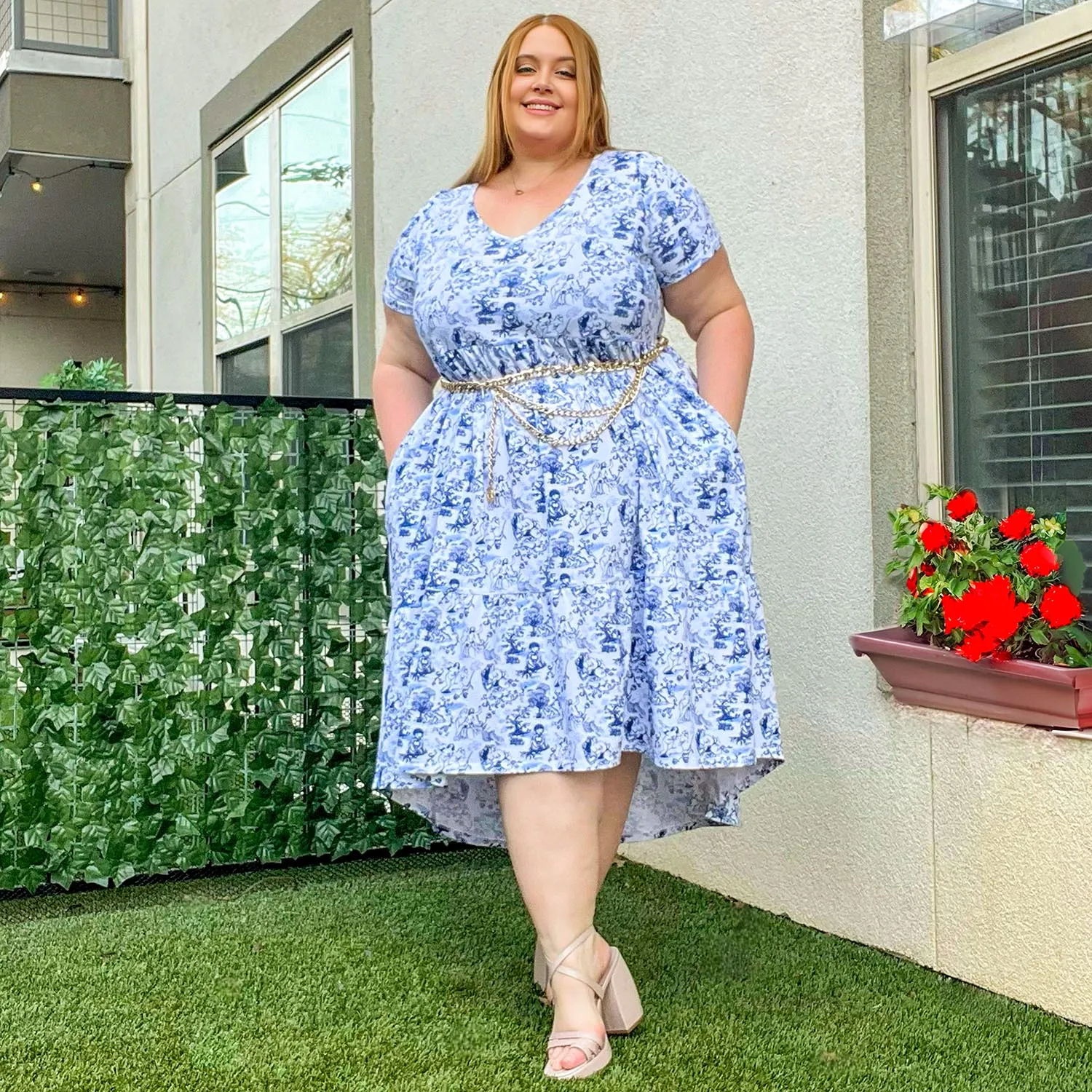 T-Shirt Tiered Dress - Passion au Jardin - L'Amour Bleu