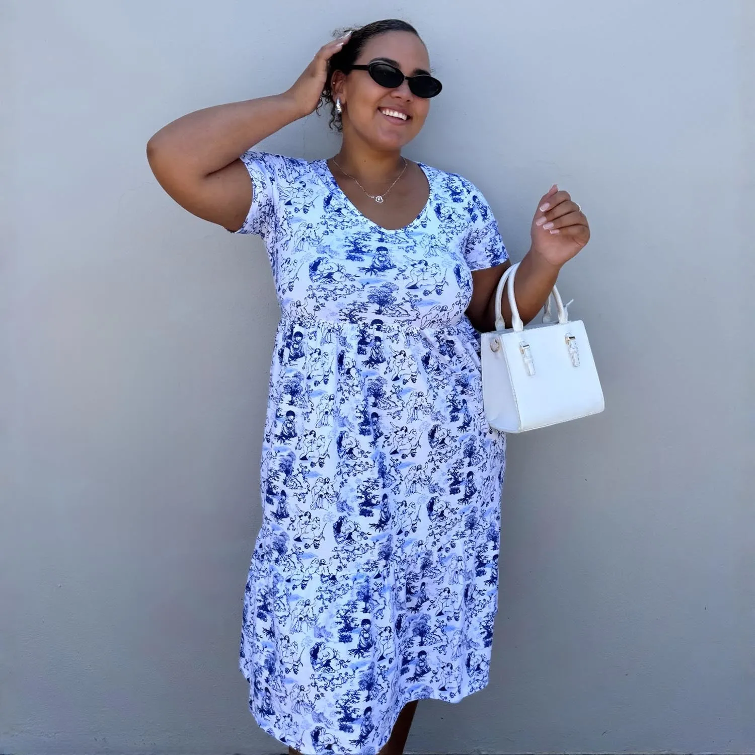 T-Shirt Tiered Dress - Passion au Jardin - L'Amour Bleu