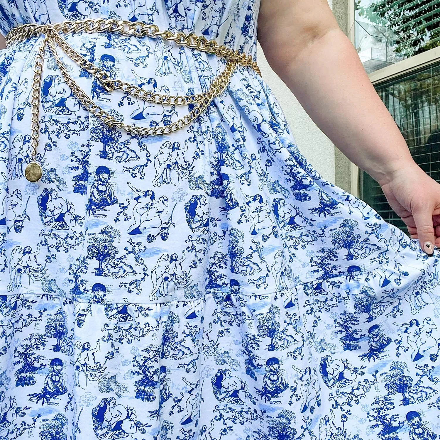 T-Shirt Tiered Dress - Passion au Jardin - L'Amour Bleu
