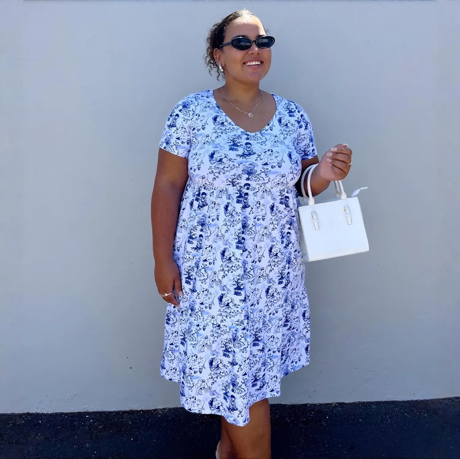 T-Shirt Tiered Dress - Passion au Jardin - L'Amour Bleu