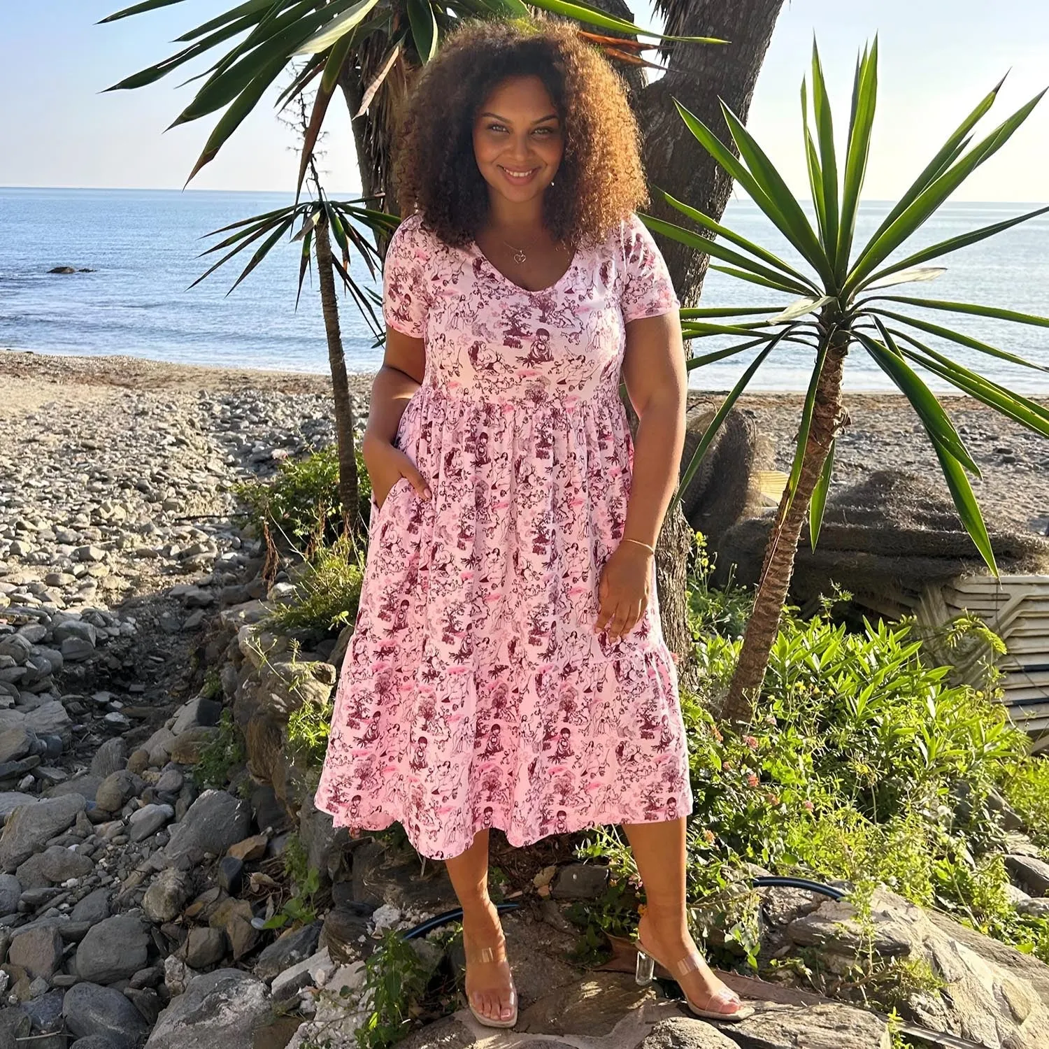 T-Shirt Tiered Dress - Passion au Jardin - L'Amour Rose