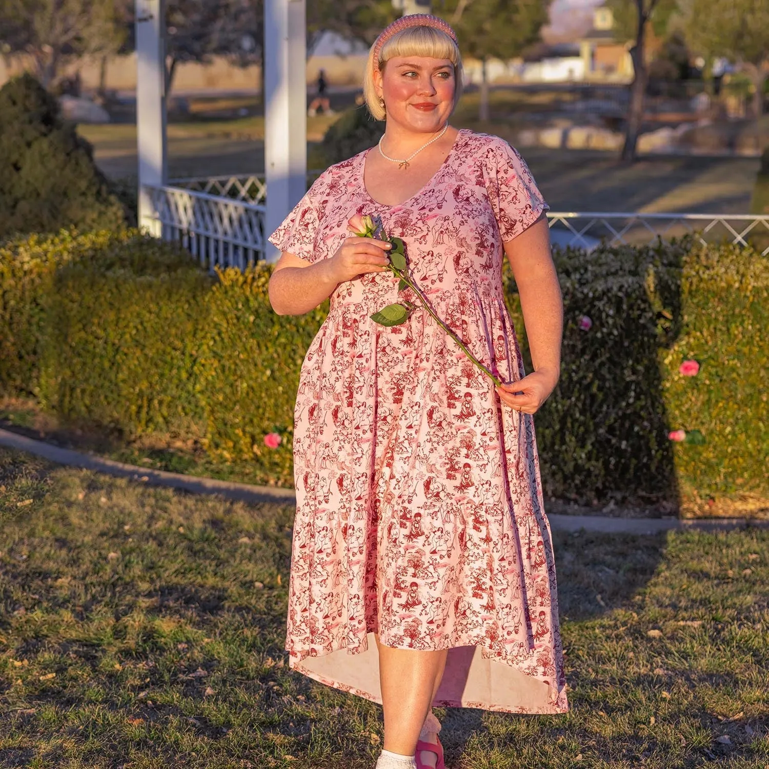 T-Shirt Tiered Dress - Passion au Jardin - L'Amour Rose
