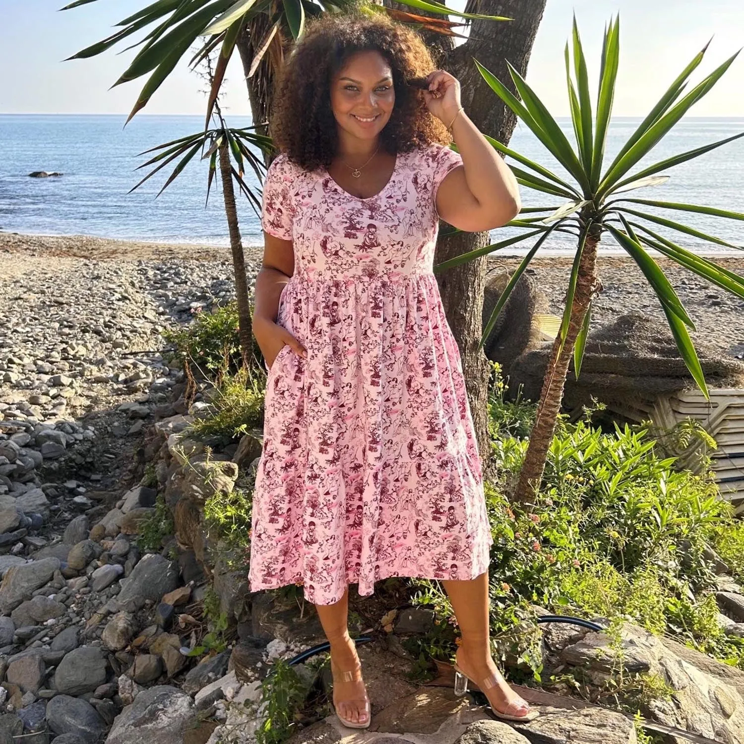 T-Shirt Tiered Dress - Passion au Jardin - L'Amour Rose