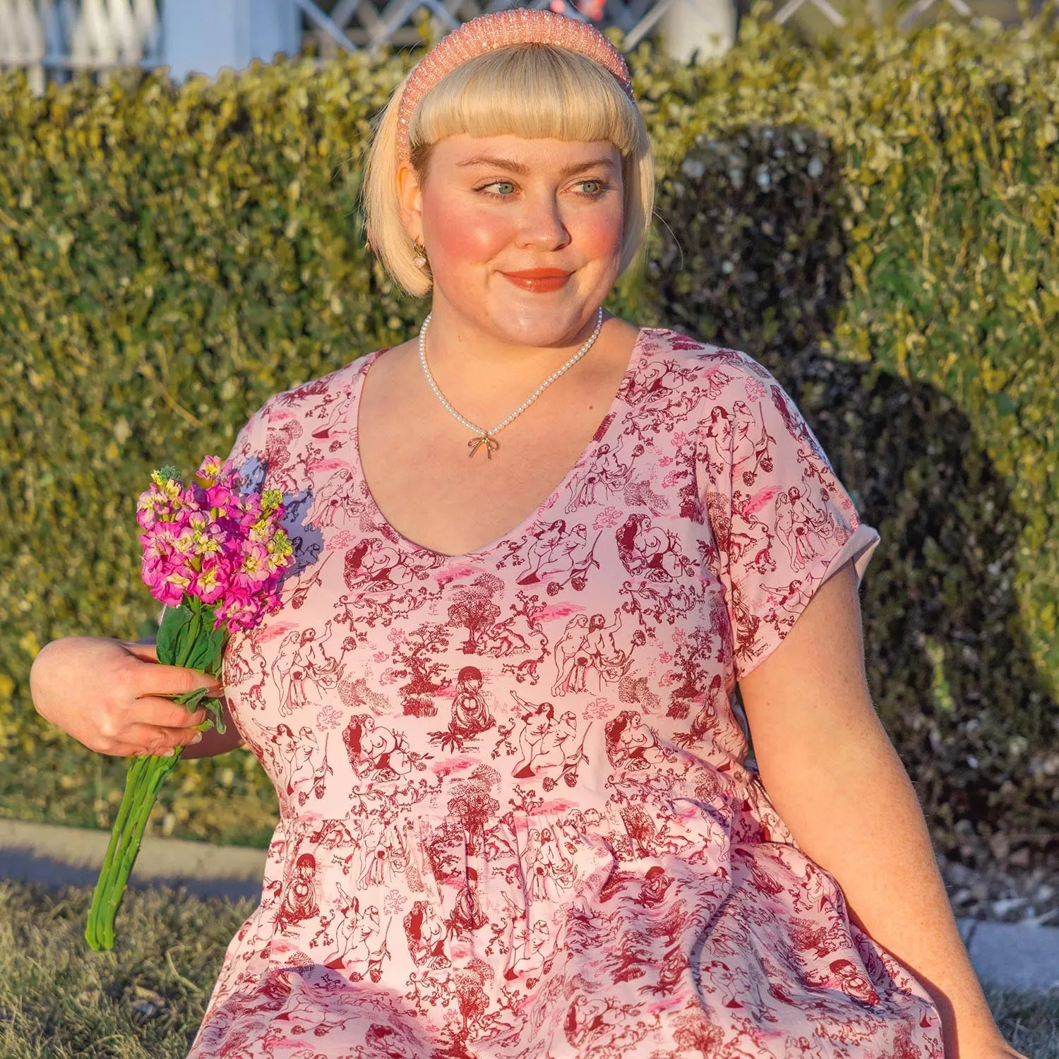 T-Shirt Tiered Dress - Passion au Jardin - L'Amour Rose