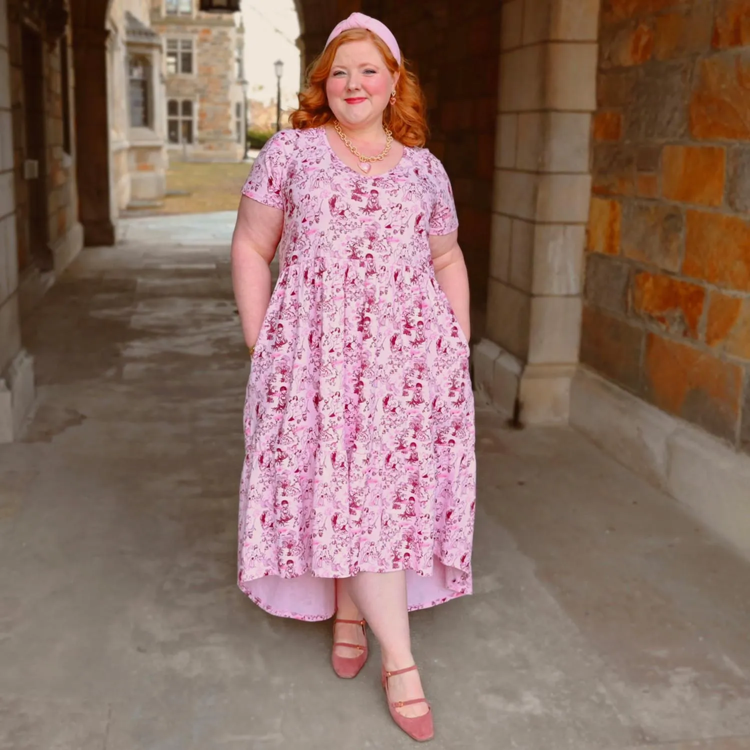 T-Shirt Tiered Dress - Passion au Jardin - L'Amour Rose