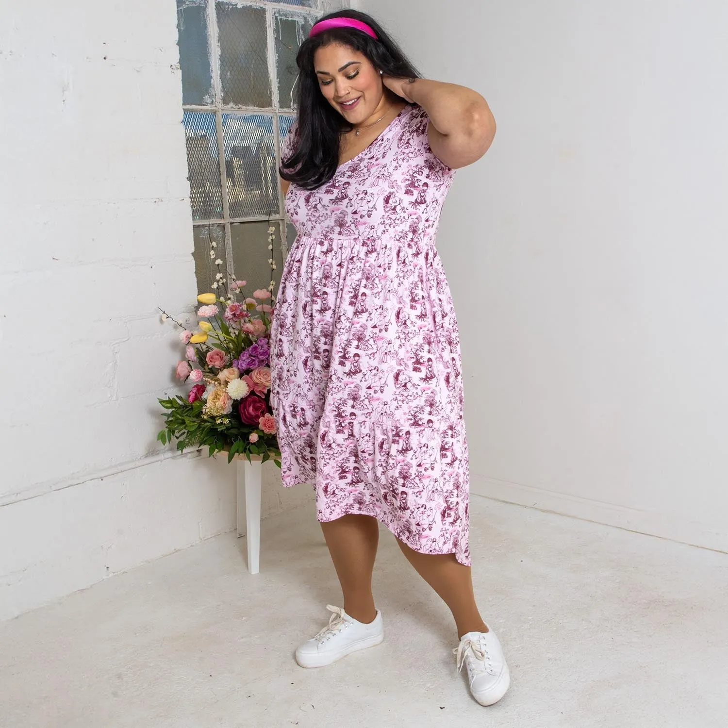 T-Shirt Tiered Dress - Passion au Jardin - L'Amour Rose