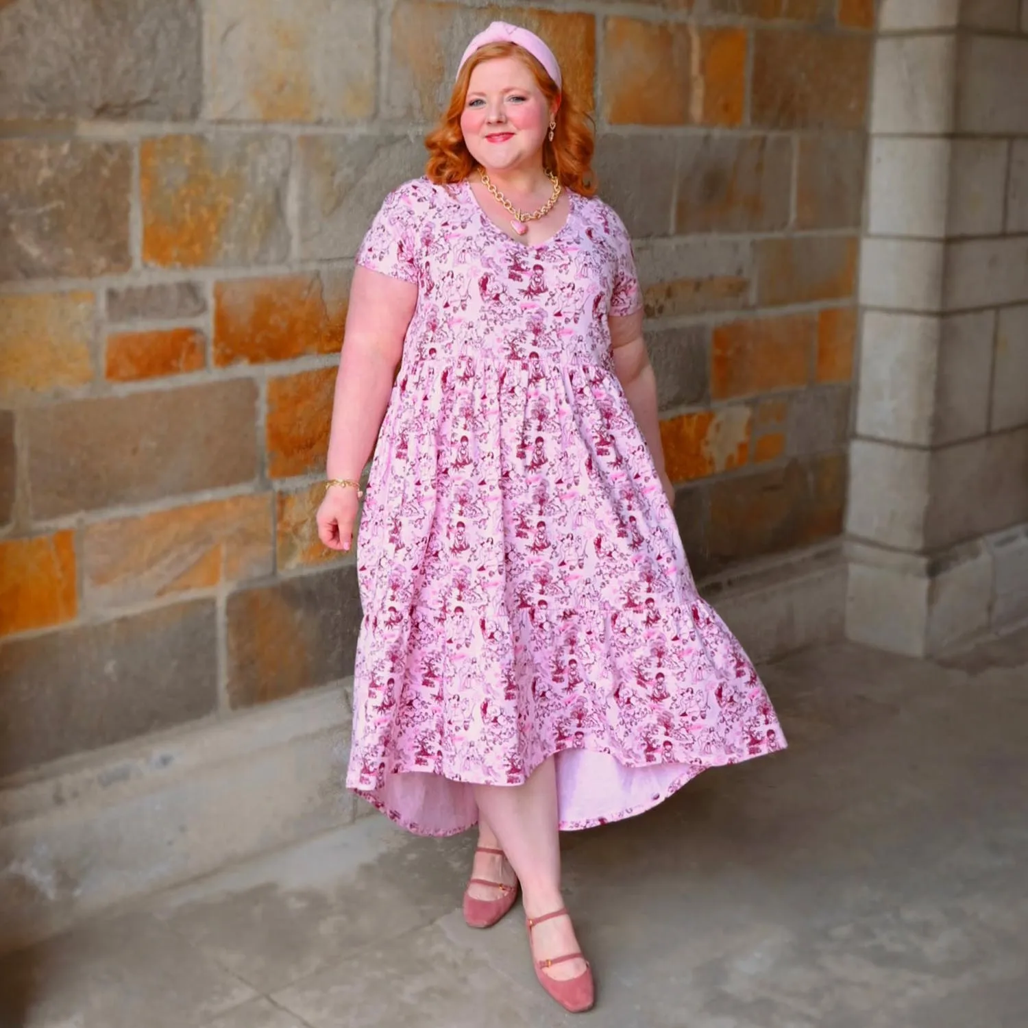 T-Shirt Tiered Dress - Passion au Jardin - L'Amour Rose