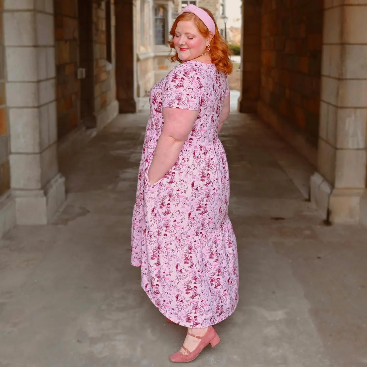 T-Shirt Tiered Dress - Passion au Jardin - L'Amour Rose