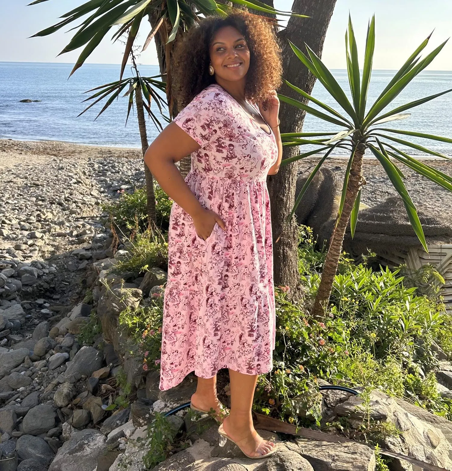 T-Shirt Tiered Dress - Passion au Jardin - L'Amour Rose