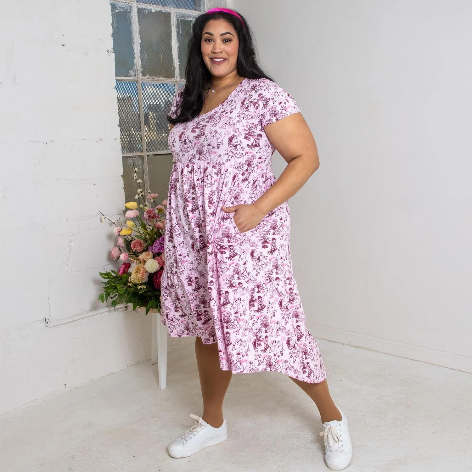 T-Shirt Tiered Dress - Passion au Jardin - L'Amour Rose