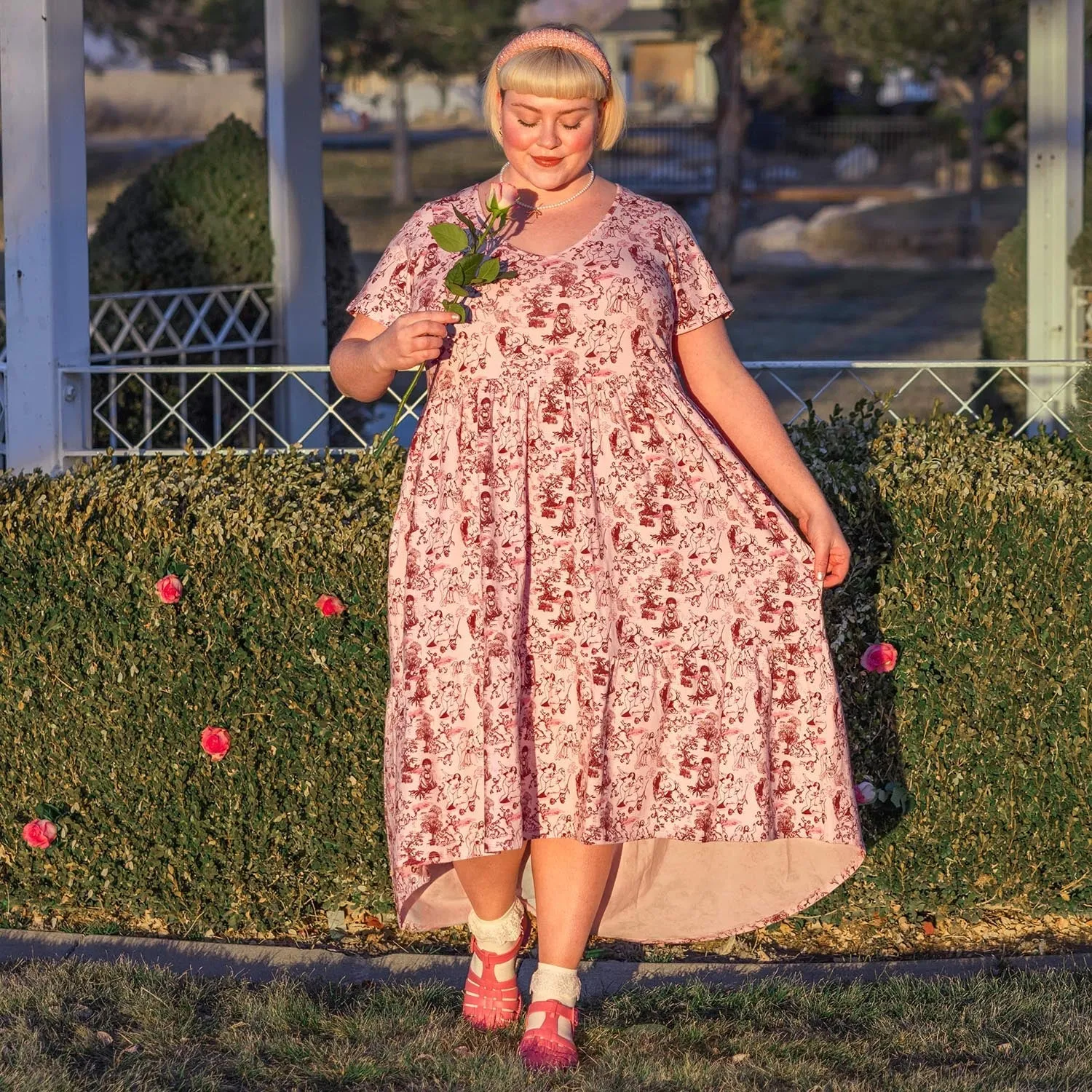 T-Shirt Tiered Dress - Passion au Jardin - L'Amour Rose