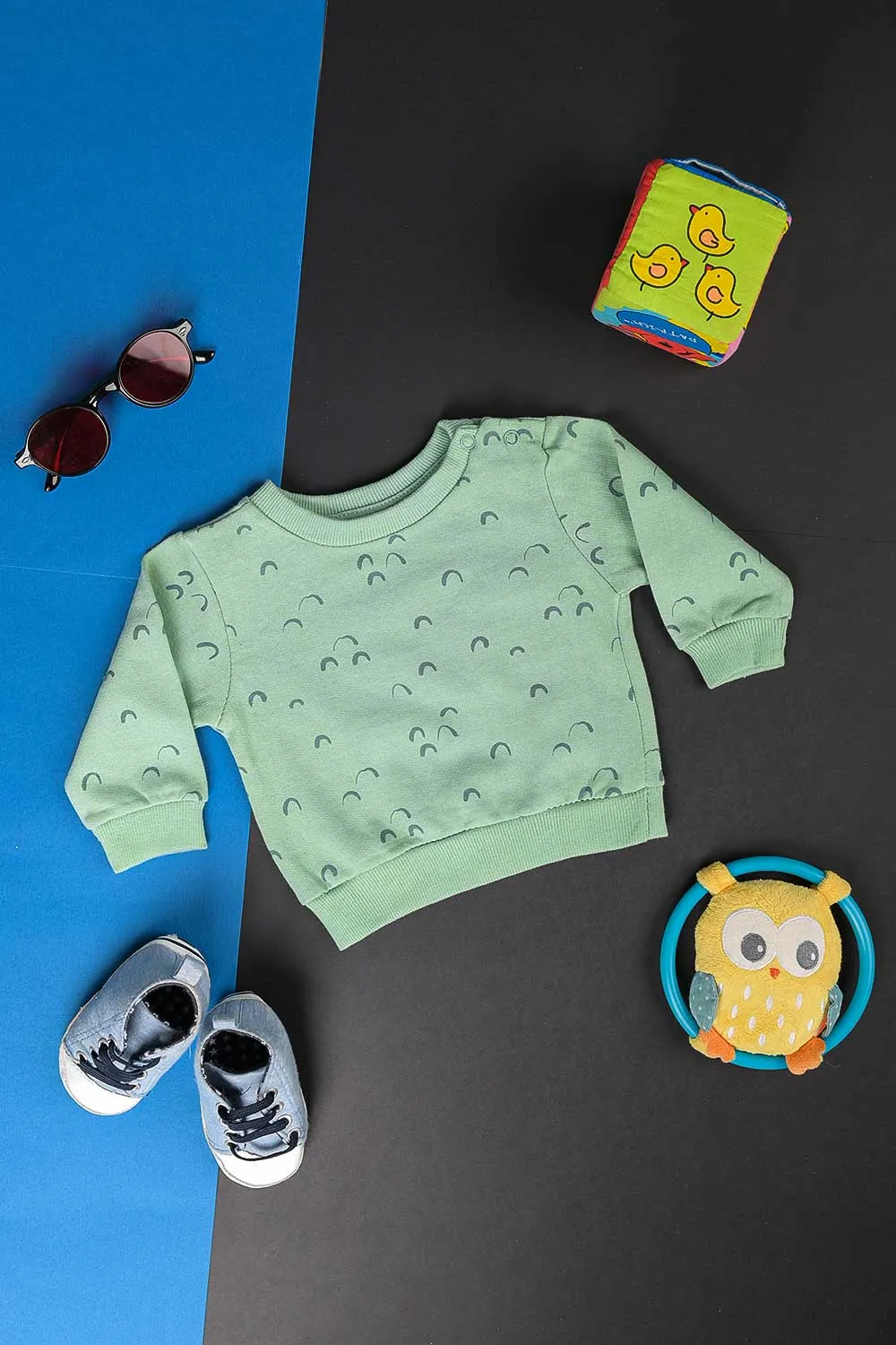 TB-03A-Green - Cotton Printed Fleece Sweatshirt