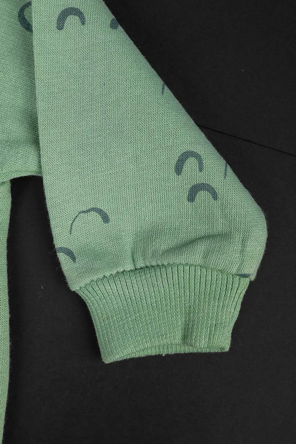 TB-03A-Green - Cotton Printed Fleece Sweatshirt