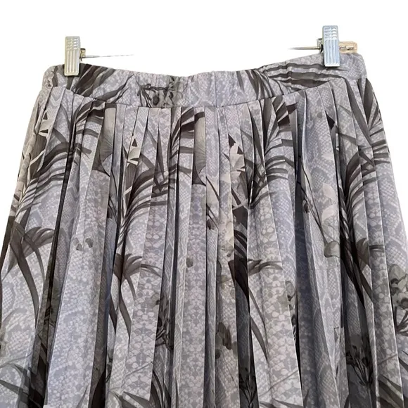 Ted Baker Blue/Grey Pleated Estie Highland Print  Midi Skirt 5(12) NEW