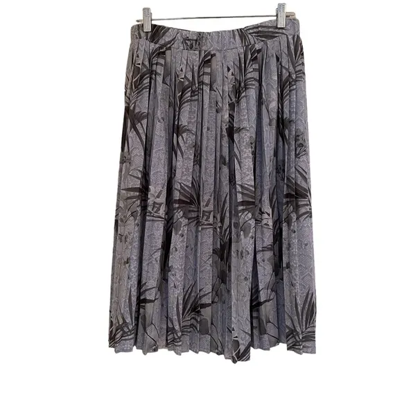 Ted Baker Blue/Grey Pleated Estie Highland Print  Midi Skirt 5(12) NEW