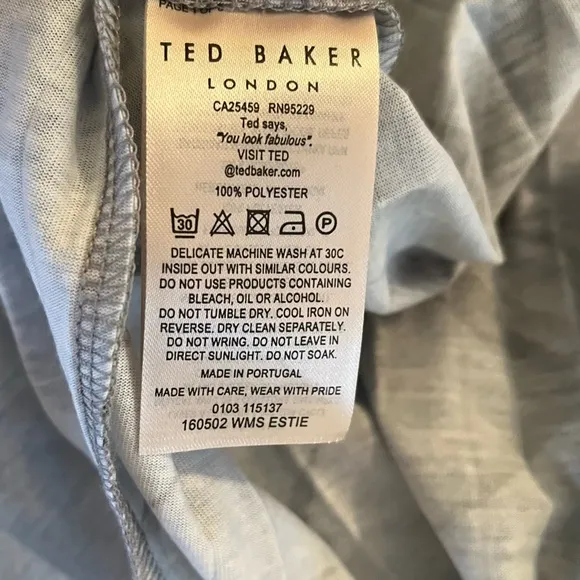 Ted Baker Blue/Grey Pleated Estie Highland Print  Midi Skirt 5(12) NEW