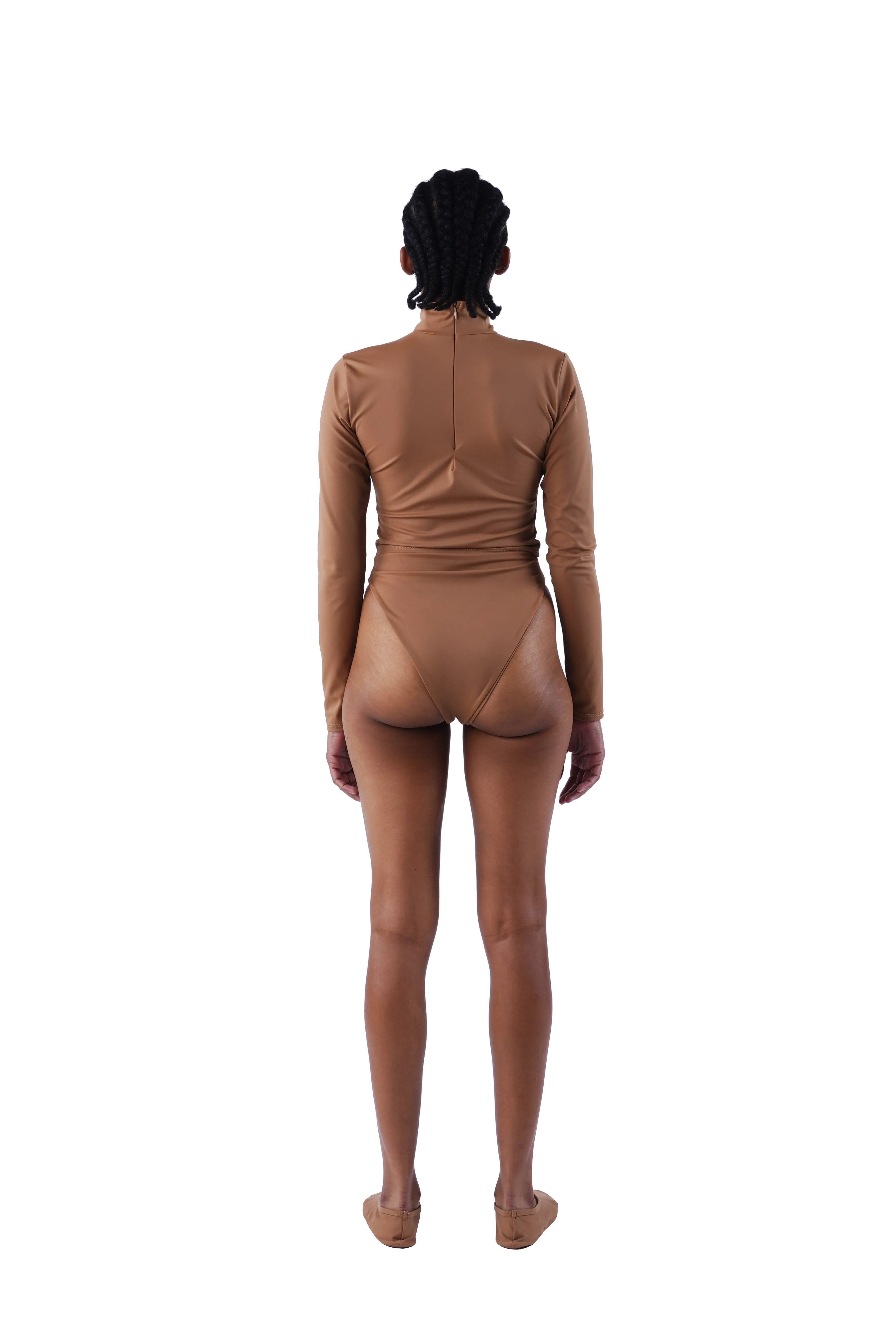 The Long Sleeve Mock Crop - Nude 02
