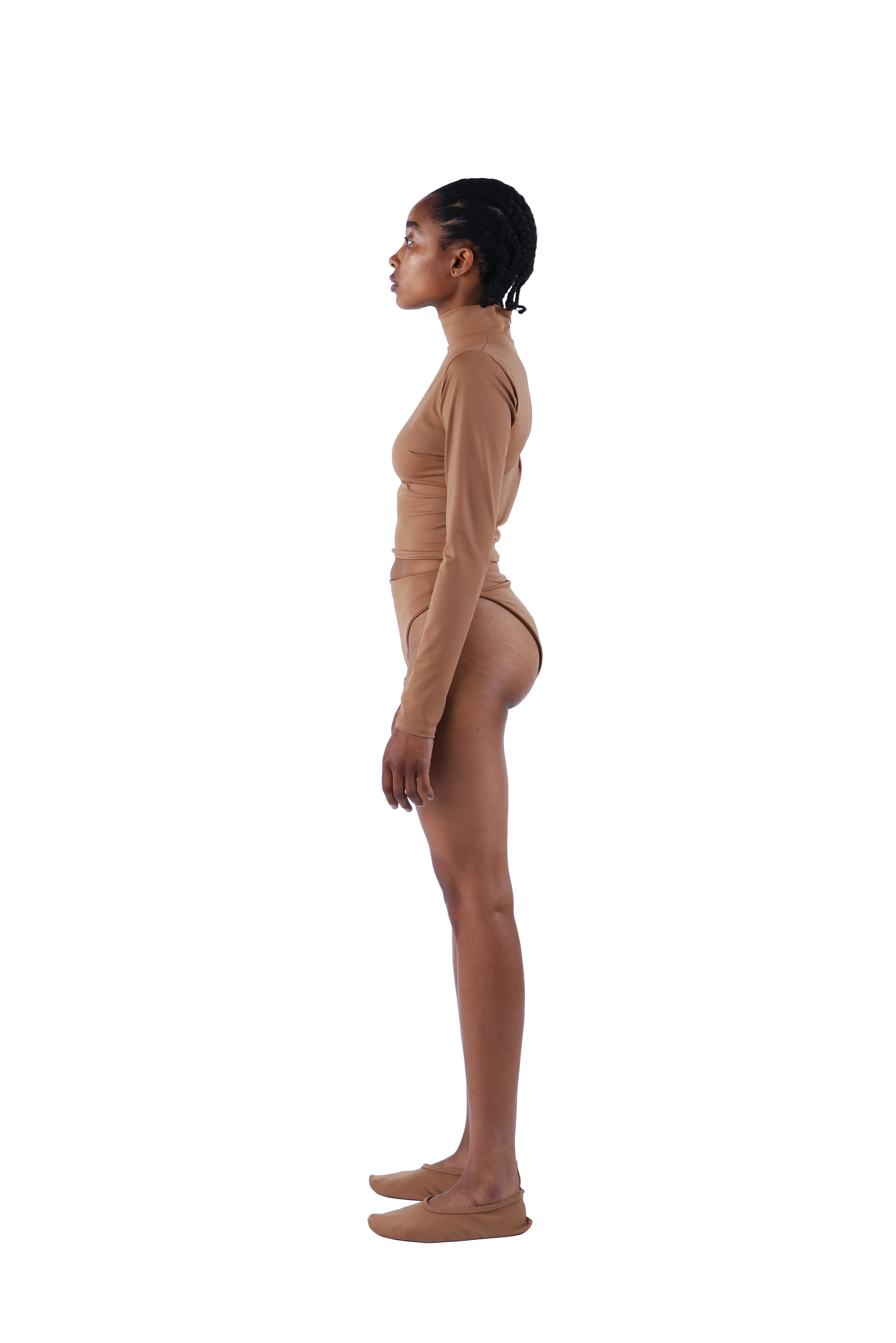 The Long Sleeve Mock Crop - Nude 02