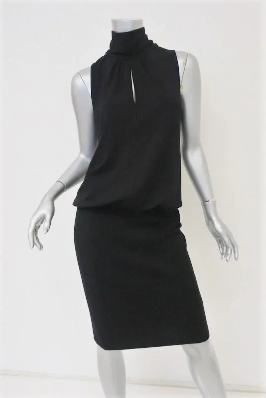Theory Turtleneck Dress Jira Fair Black Wool Size Small Sleeveless Blouson NEW
