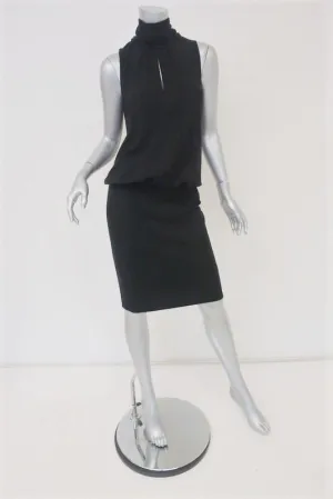 Theory Turtleneck Dress Jira Fair Black Wool Size Small Sleeveless Blouson NEW