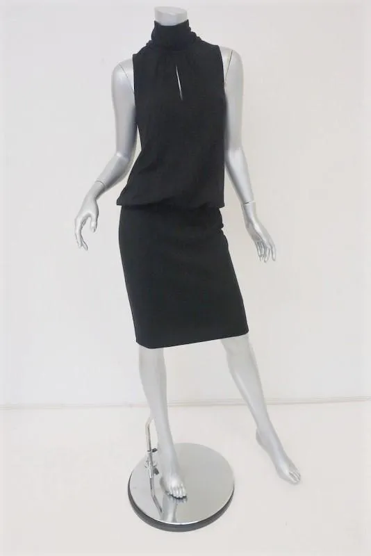 Theory Turtleneck Dress Jira Fair Black Wool Size Small Sleeveless Blouson NEW