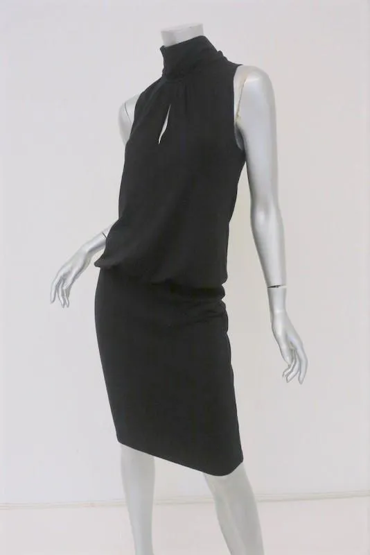 Theory Turtleneck Dress Jira Fair Black Wool Size Small Sleeveless Blouson NEW