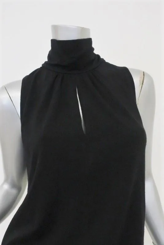 Theory Turtleneck Dress Jira Fair Black Wool Size Small Sleeveless Blouson NEW