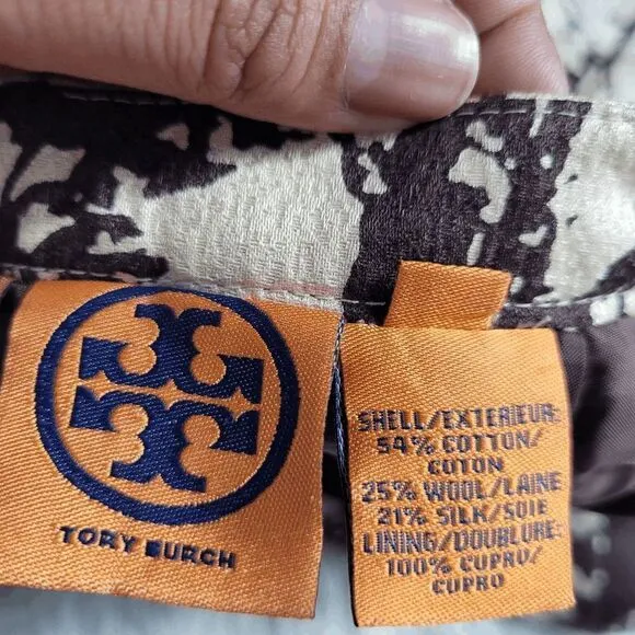 Tory Burch Beige and Brown Tree Print Pleated Mini Skirt Size 4