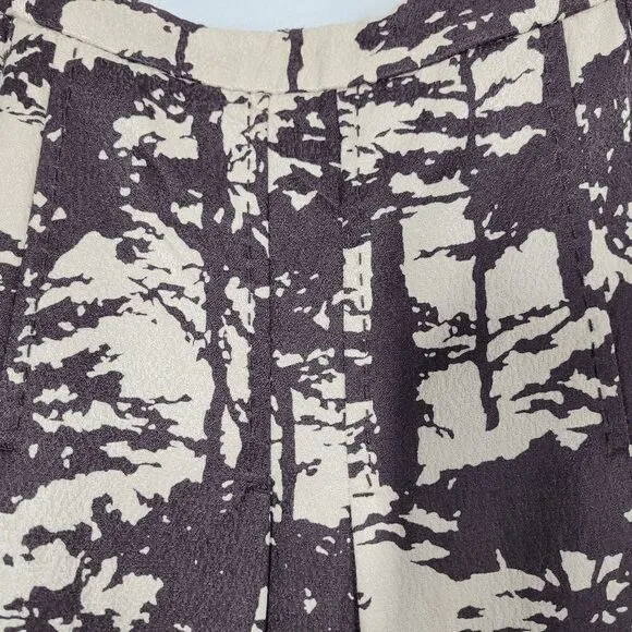 Tory Burch Beige and Brown Tree Print Pleated Mini Skirt Size 4
