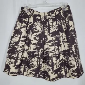 Tory Burch Beige and Brown Tree Print Pleated Mini Skirt Size 4