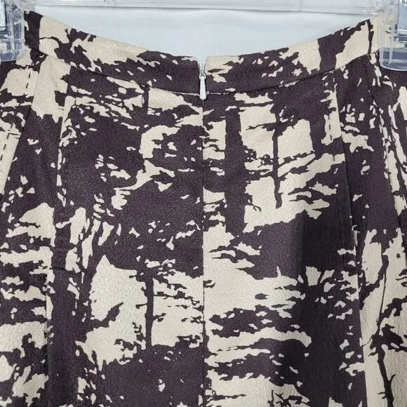Tory Burch Beige and Brown Tree Print Pleated Mini Skirt Size 4