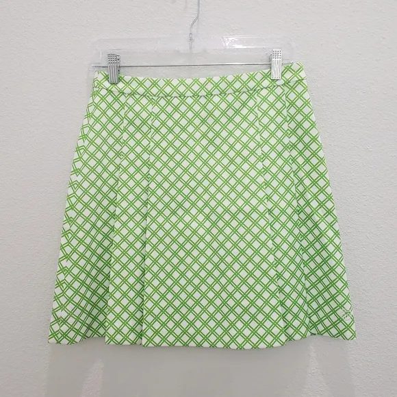 Tory Burch Sport Green White Mini Skirt Size Small