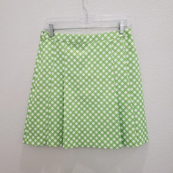 Tory Burch Sport Green White Mini Skirt Size Small