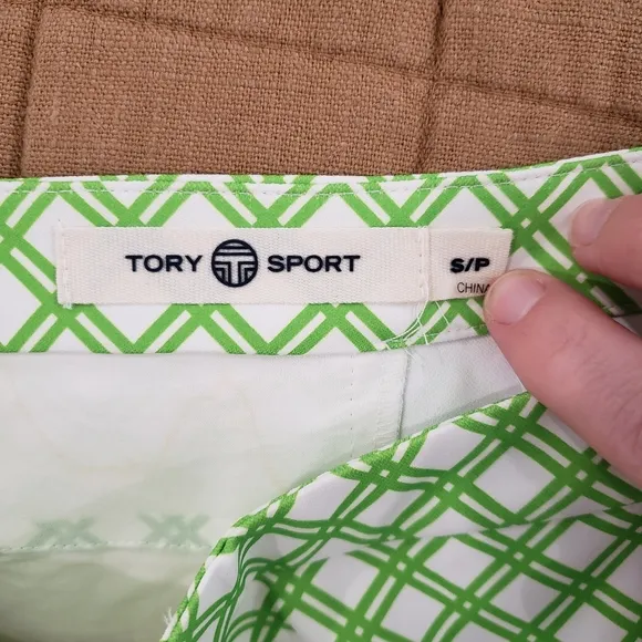 Tory Burch Sport Green White Mini Skirt Size Small