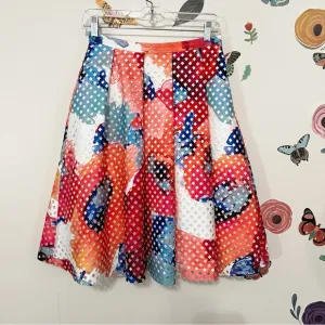 Trina Turk Millan Poppy Print Floral Perforated Scuba Skirt Size 2