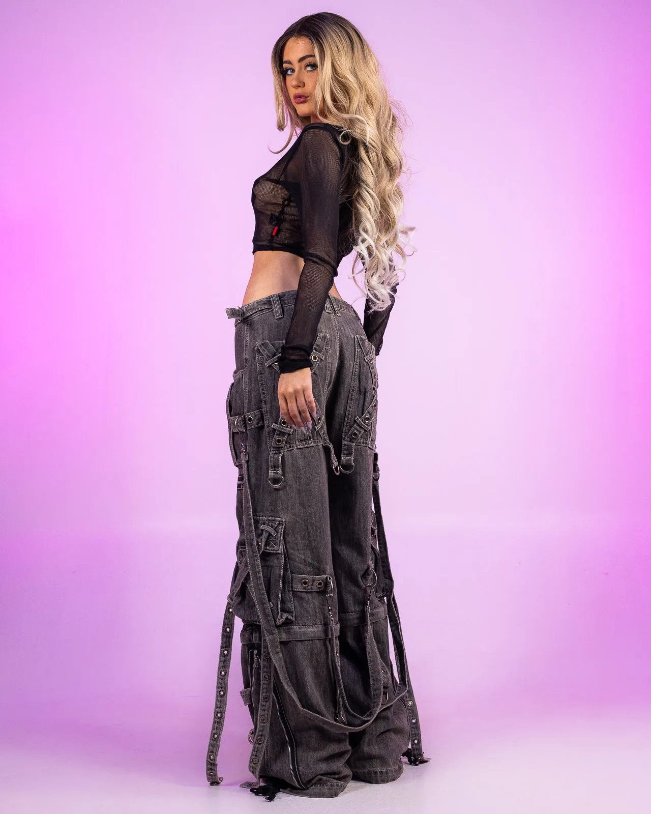 Tripp NYC Zip-Off Black Denim X-Strap Pants