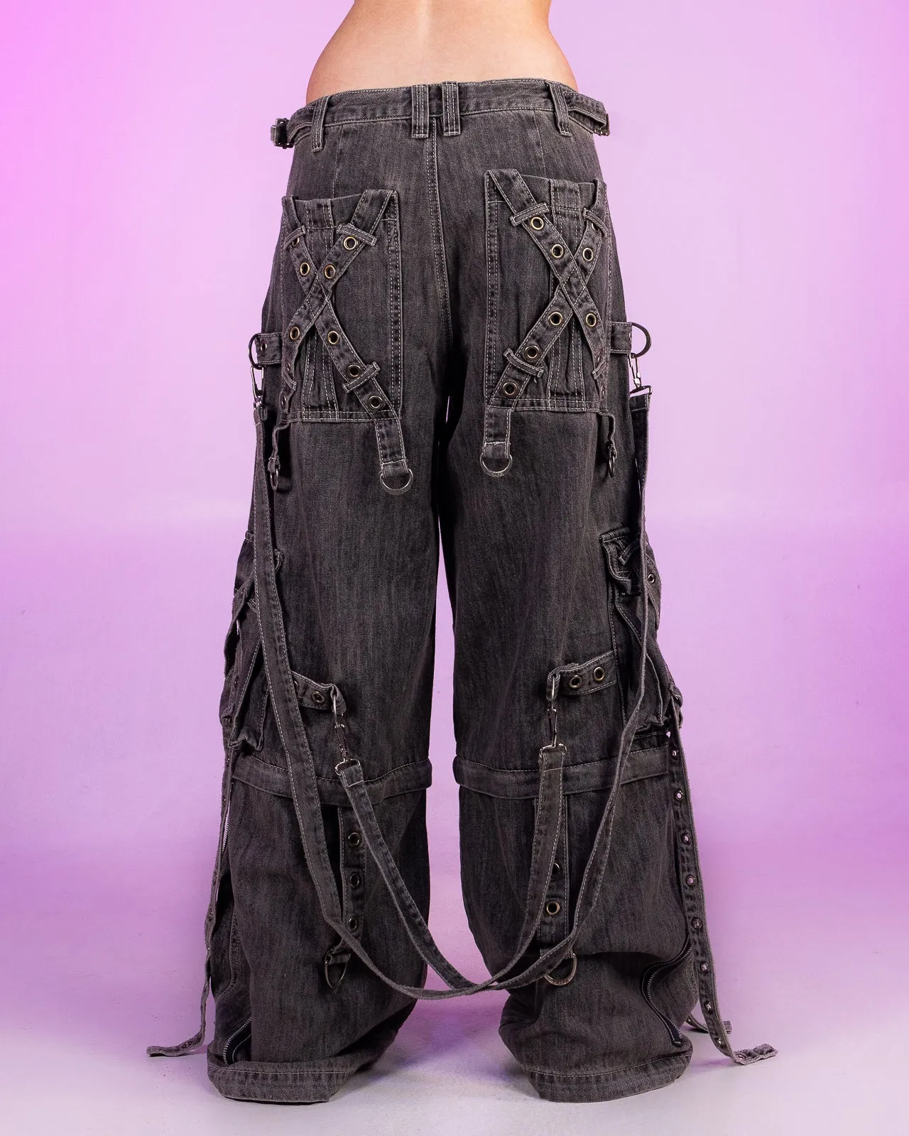 Tripp NYC Zip-Off Black Denim X-Strap Pants