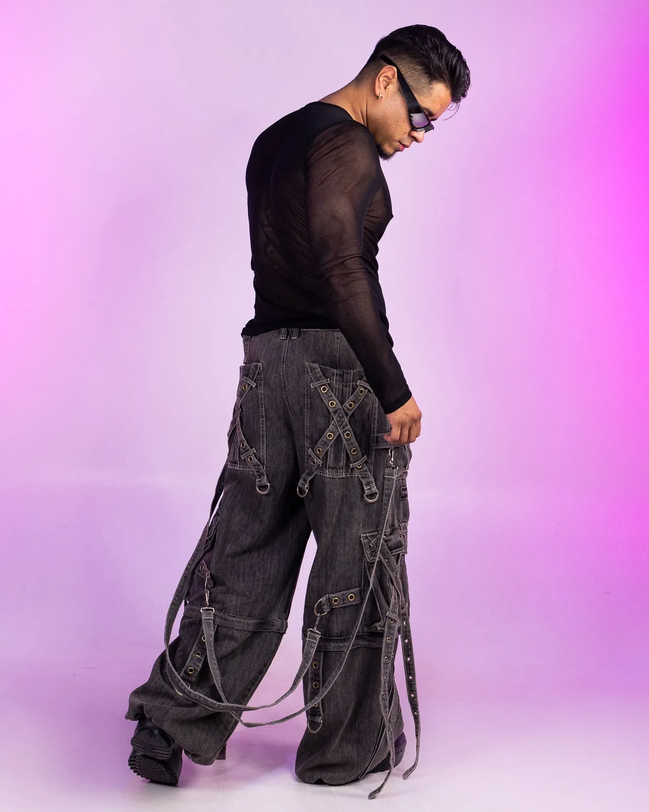 Tripp NYC Zip-Off Black Denim X-Strap Pants