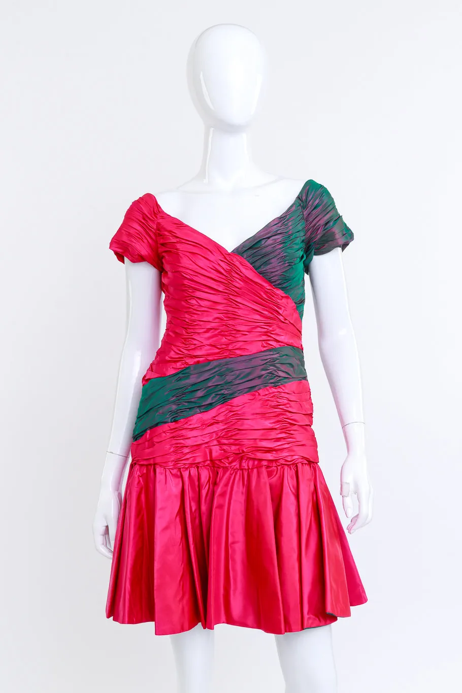 Two Tone Ruched Cocktail Dress