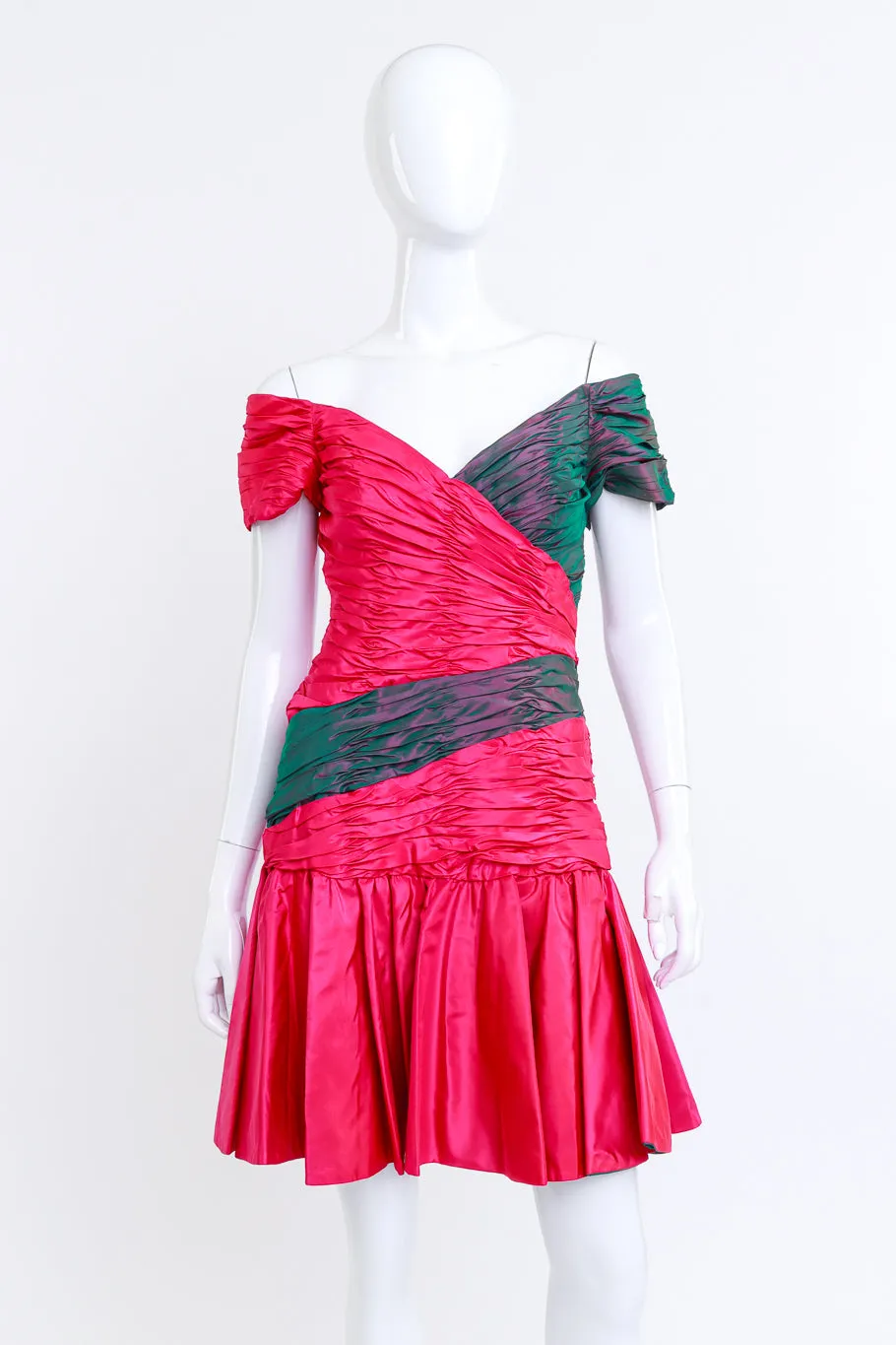Two Tone Ruched Cocktail Dress