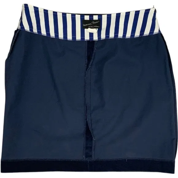 Uncommon Threads Blue Corduroy Mini Skirt Women’s Nautical Flag Letters OMG Sz 8