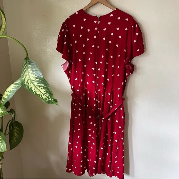 Unique Vintage | Red &amp; White Hearts Print Dahlia Swing Dress
