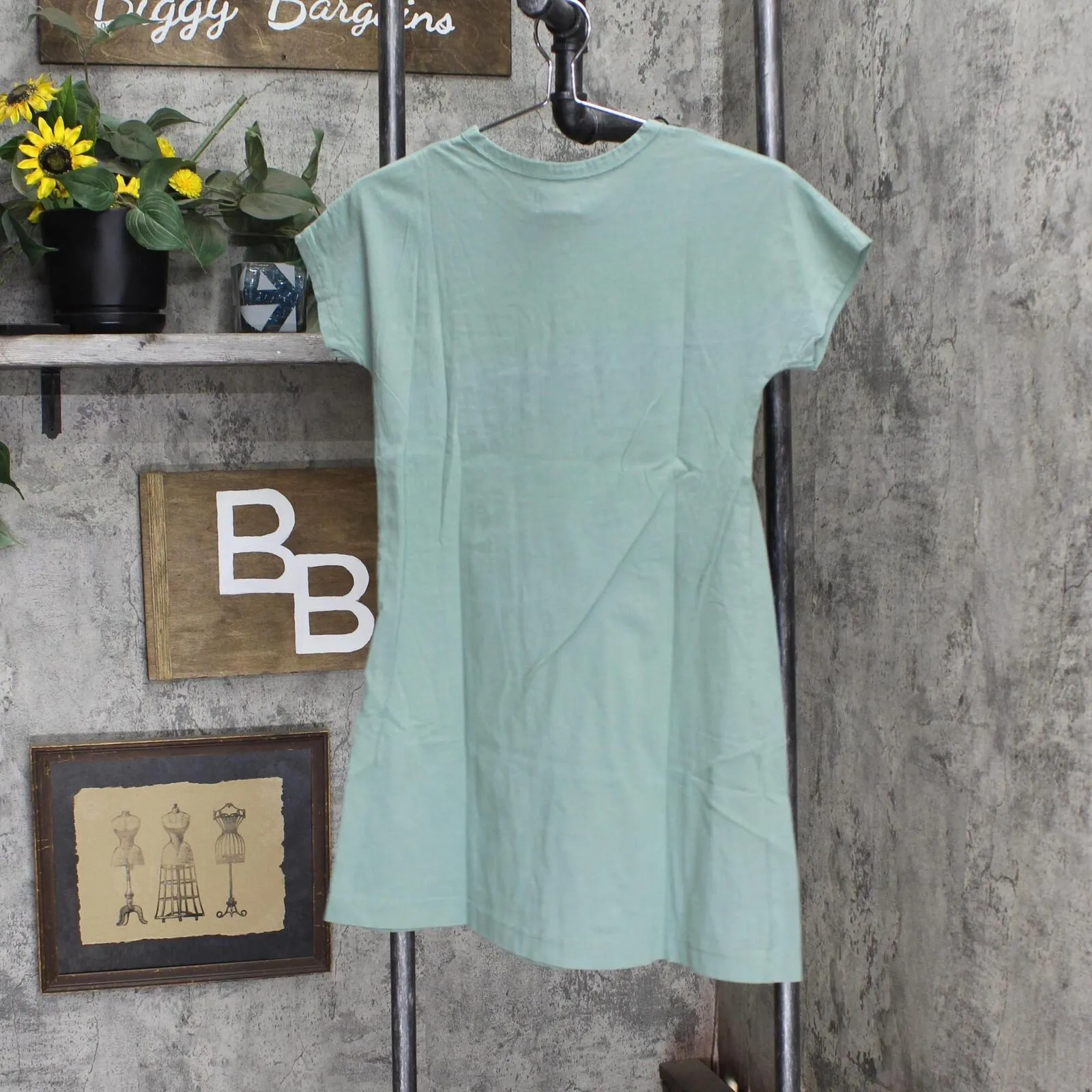 Upwest Girls Tee Shirt Dress with Pocket Calcite Green L