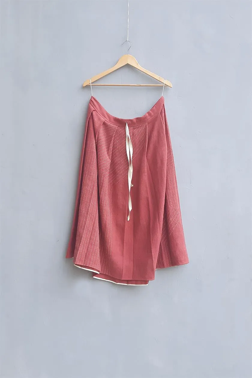 Urvashi Kaur   I   Infinity SKIRT HANA 100% handloom cotton brick TESSELLATE- 54